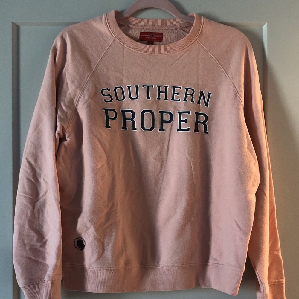 Southern Proper Light Pink Crewneck Sweatshirt with Collegiate Logo